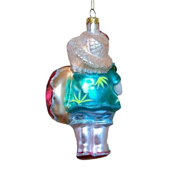 December Diamonds 79-81316 Santa w/ Donut Pool Float 5" Glass Christmas Ornament - Picture 2 of 2